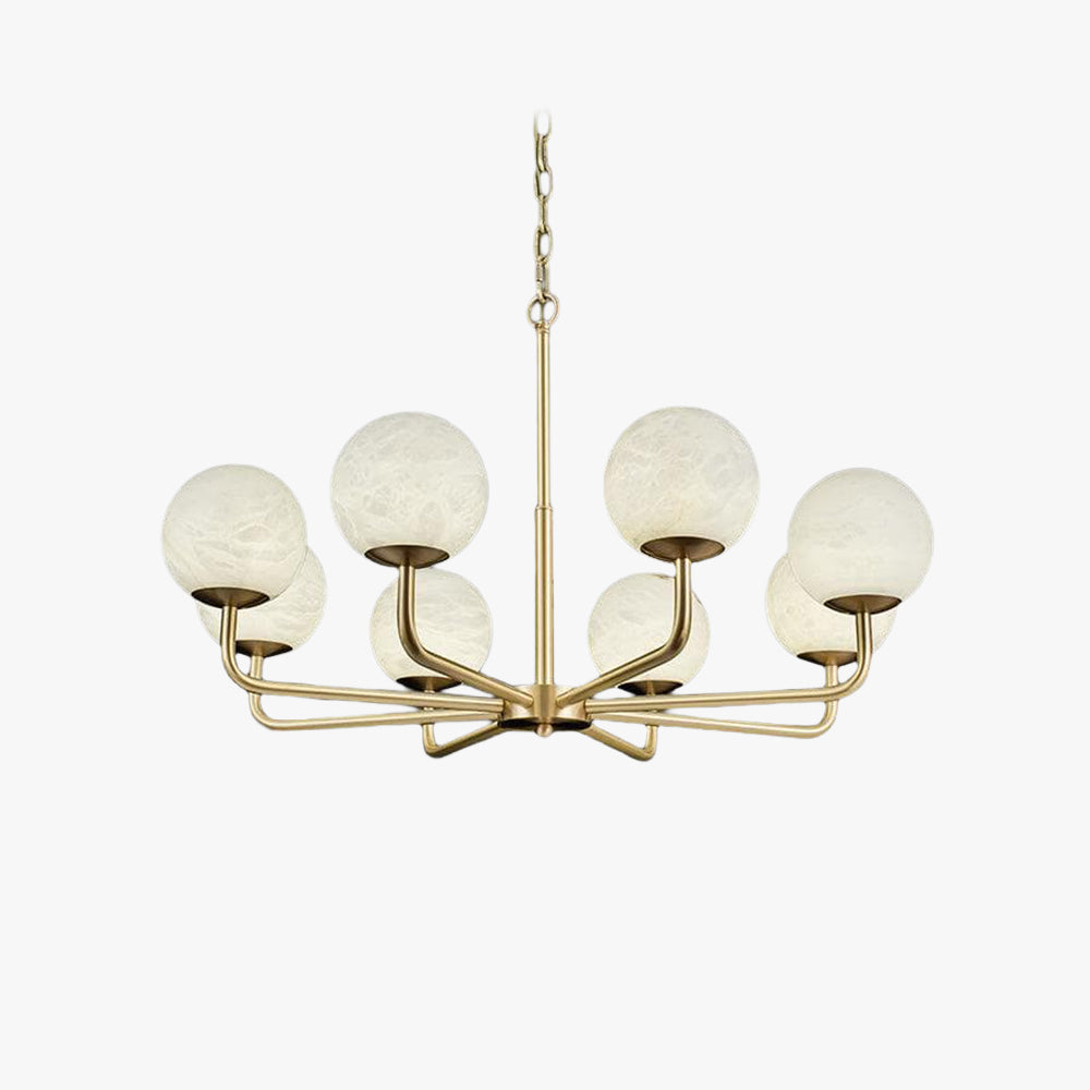Halo Brass Alabaster Balls Chandelier