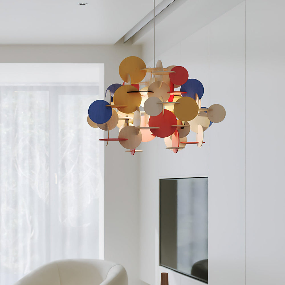 Retro Colorful Wood Pendant Lamp