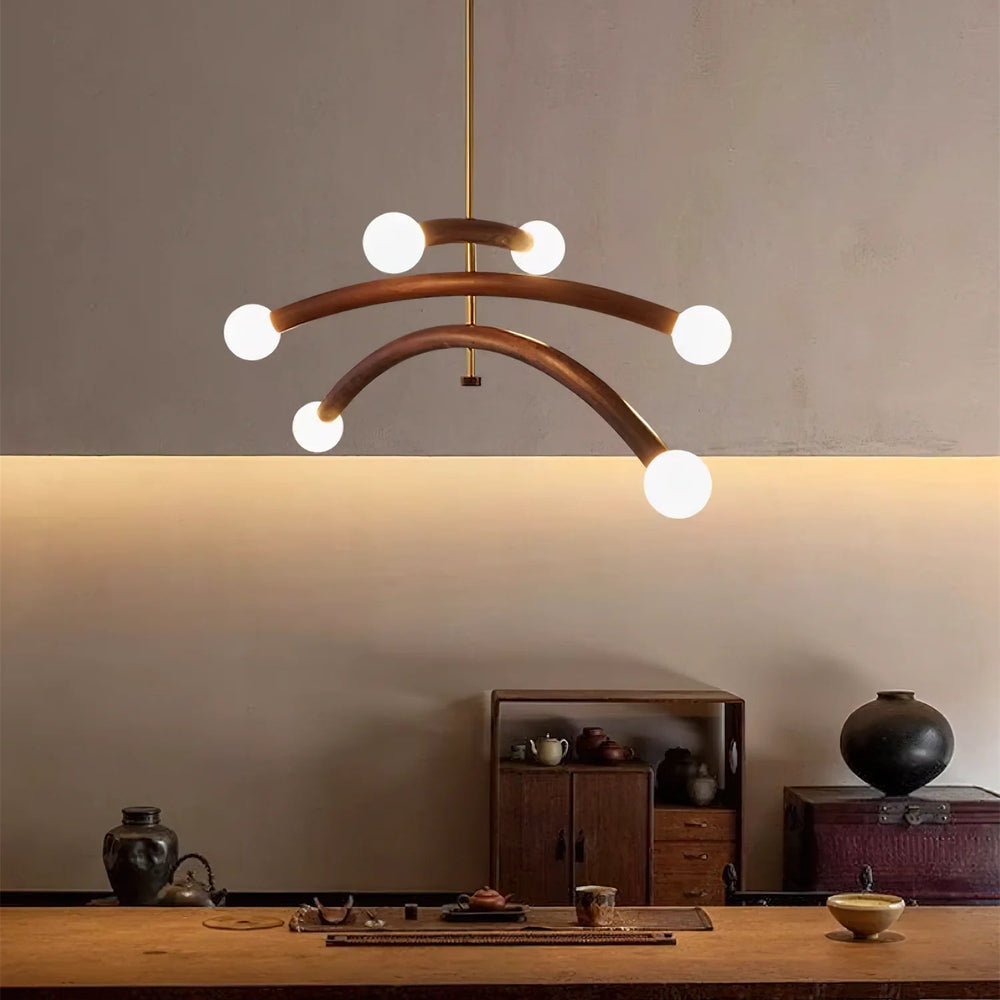 Drift Arc Wood Sculptural Chandelier