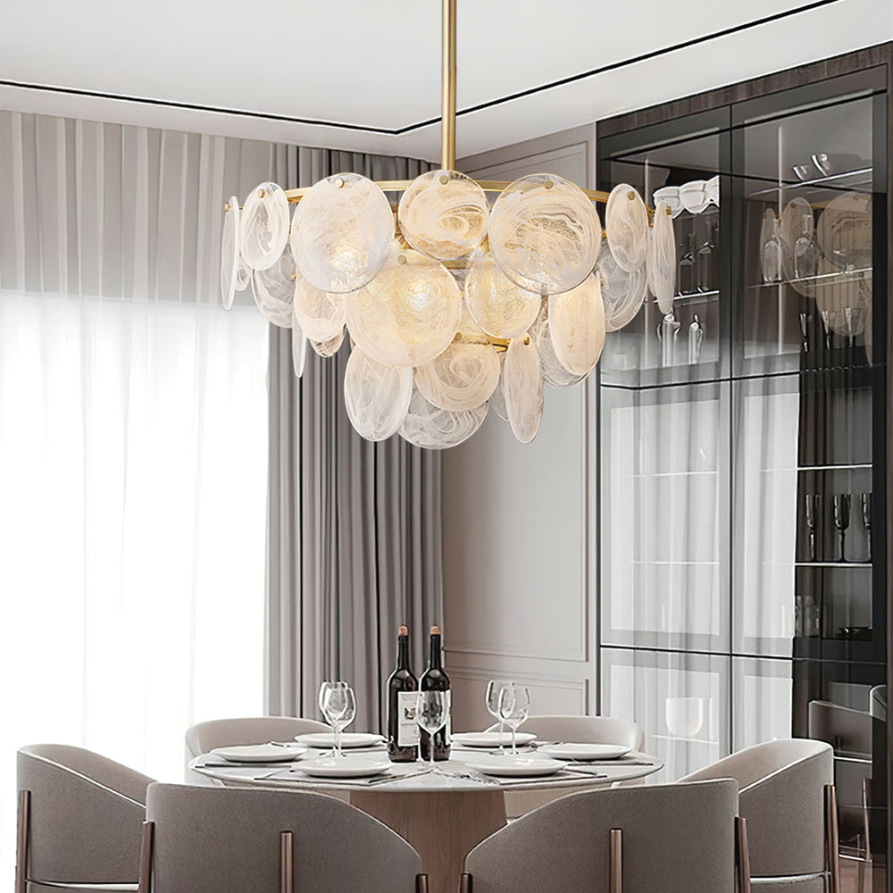 Verona Brass Frosted Glass Chandelier