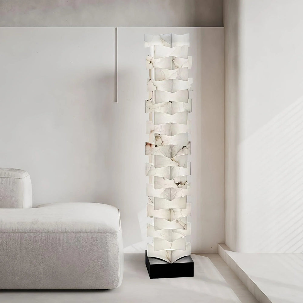 Dune Stacked Alabaster Squares Floor Lamp