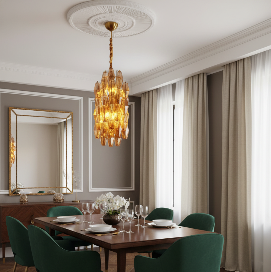 Verona Crystal Amber Pendant Lamp